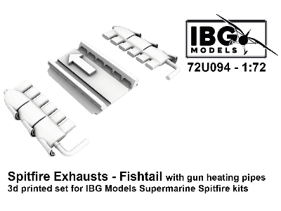 Supermarine Spitfire - Exhausts Fishtail Type With Gun Heating Pipes (For Ibg Kits / 3d-printed) - zdjęcie 1