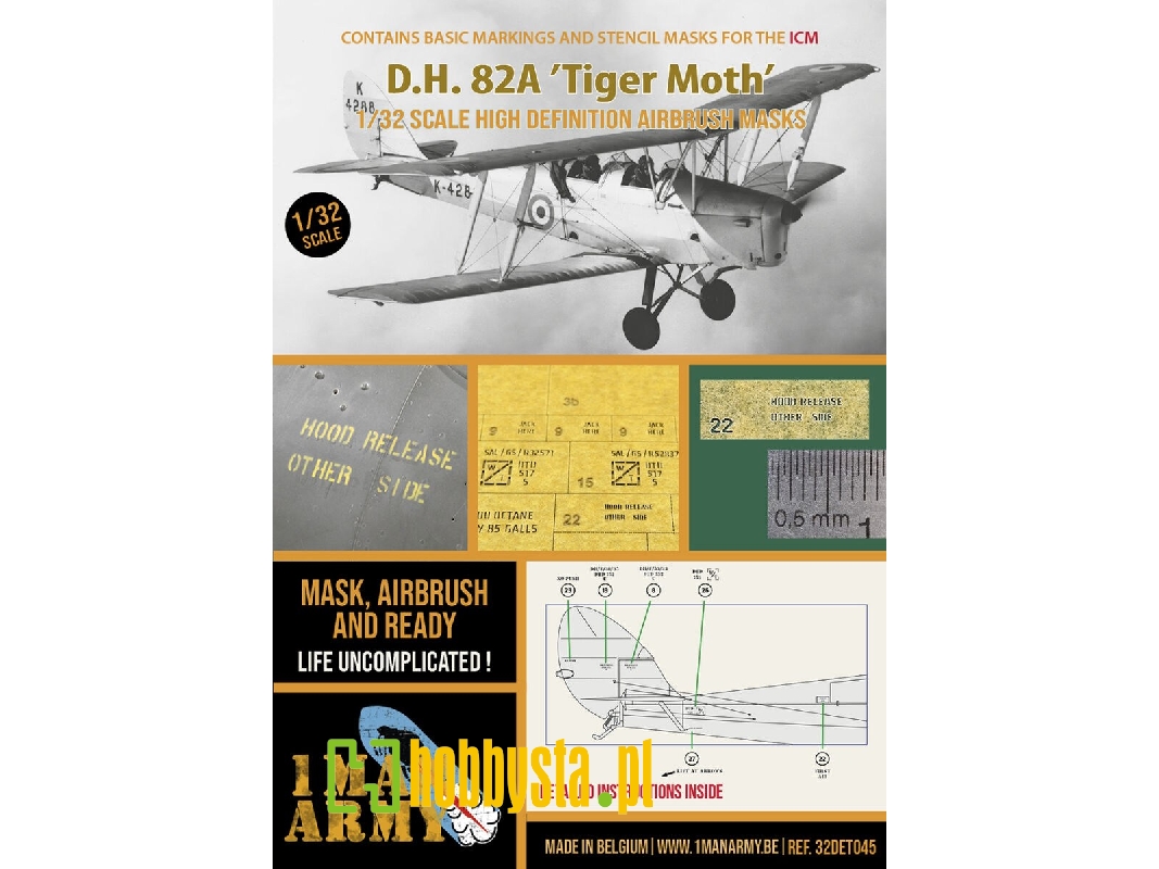 De Havilland Dh.82 Tiger Moth - Airbrush Masks Set (For Icm Kits) - zdjęcie 1