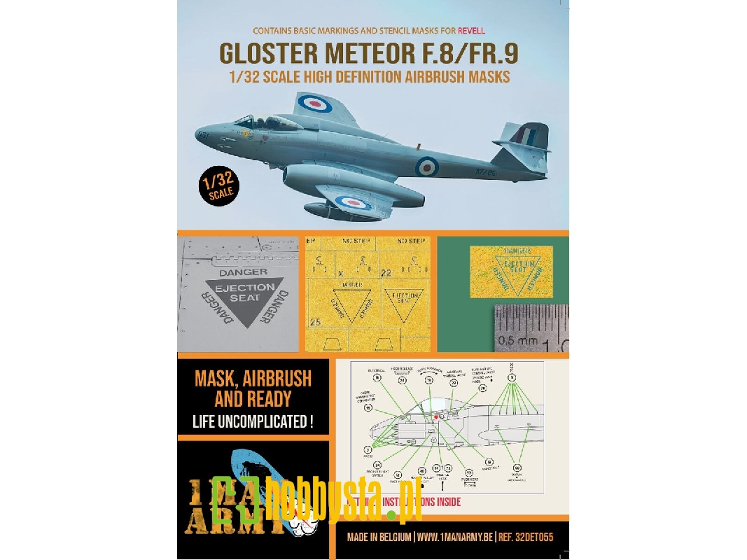 Gloster Meteor F.8 / Fr.9 - Airbrush Masks Set (For Revell Kits) - zdjęcie 1