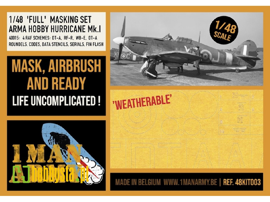Hawker Hurricane Mk.I - Full Masking Set (For Arma Hobby Kits) - zdjęcie 1