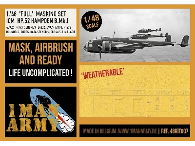 Handley Page Hp.52 Hampden B. Mk.I - Full Masking Set (For Icm Kits) - zdjęcie 1
