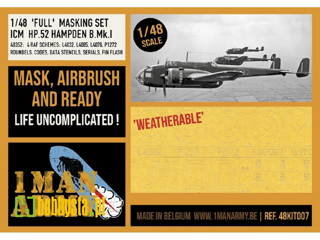 Handley Page Hp.52 Hampden B. Mk.I - Full Masking Set (For Icm Kits) - zdjęcie 1
