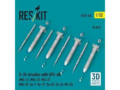 S-24 Missiles With Apu-68 (4 Pcs / 3-d Printed) - zdjęcie 1