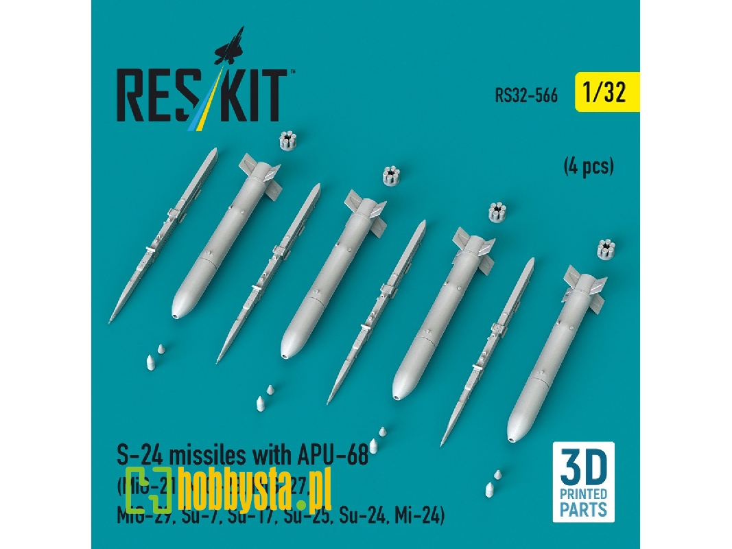S-24 Missiles With Apu-68 (4 Pcs / 3-d Printed) - zdjęcie 1
