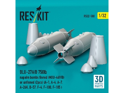 Blu-27a/B 750lb Napalm Bombs Finned (Mxu-469/B) Or Unfinned (2 Pcs / 3-d Printed) - zdjęcie 2