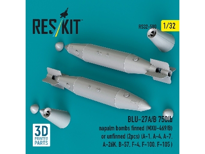 Blu-27a/B 750lb Napalm Bombs Finned (Mxu-469/B) Or Unfinned (2 Pcs / 3-d Printed) - zdjęcie 3