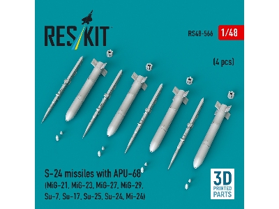 S-24 Missiles With Apu-68 (4 Pcs / 3-d Printed) - zdjęcie 1