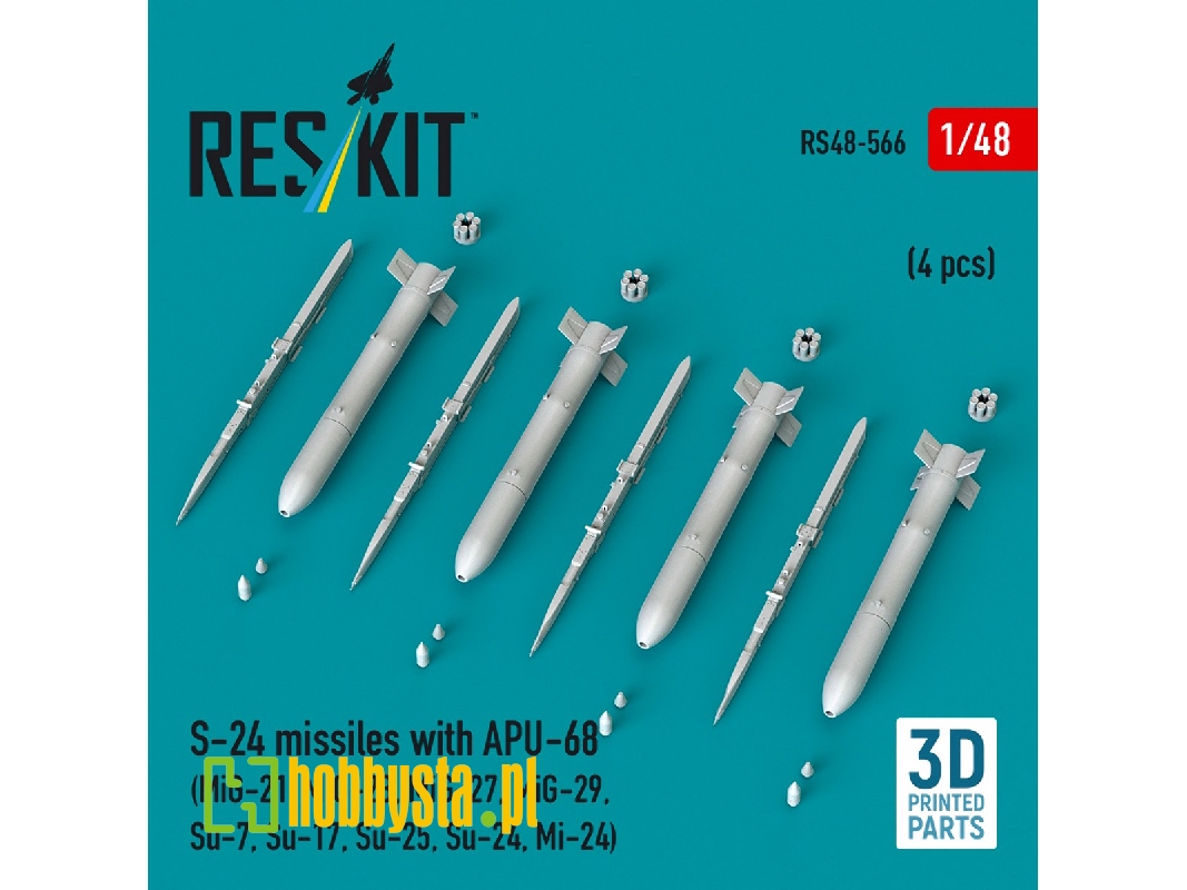 S-24 Missiles With Apu-68 (4 Pcs / 3-d Printed) - zdjęcie 1