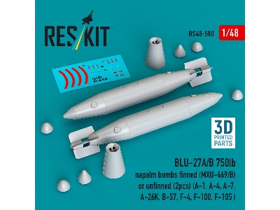 Blu-27a/B 750lb Napalm Bombs Finned (Mxu-469/B) Or Unfinned (2 Pcs / 3d-printed) - zdjęcie 1