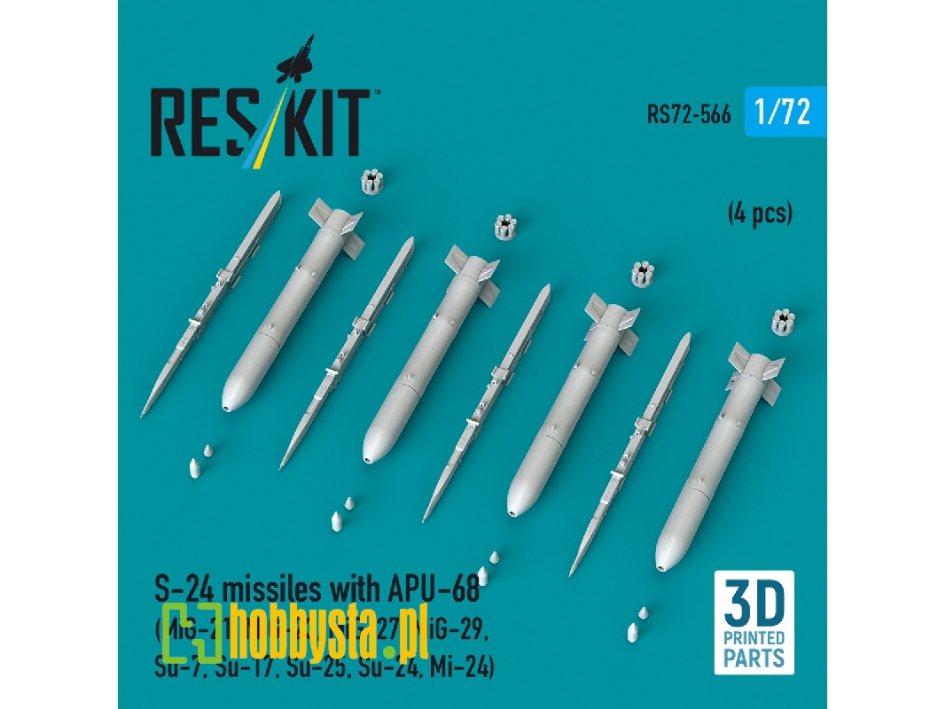 S-24 Missiles With Apu-68 (4 Pcs / 3-d Printed) - zdjęcie 1