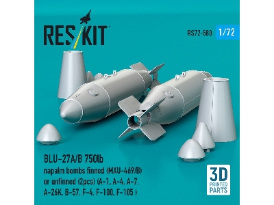 Blu-27a/B 750lb Napalm Bombs Finned (Mxu-469/B) Or Unfinned (2 Pcs / 3-d Printed) - zdjęcie 1