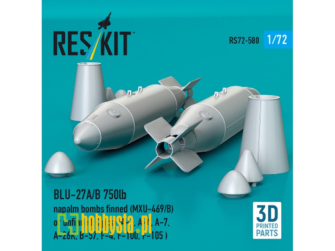 Blu-27a/B 750lb Napalm Bombs Finned (Mxu-469/B) Or Unfinned (2 Pcs / 3-d Printed) - zdjęcie 1