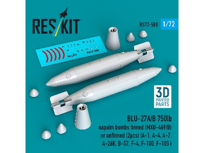 Blu-27a/B 750lb Napalm Bombs Finned (Mxu-469/B) Or Unfinned (2 Pcs / 3-d Printed) - zdjęcie 2