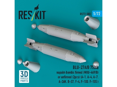 Blu-27a/B 750lb Napalm Bombs Finned (Mxu-469/B) Or Unfinned (2 Pcs / 3-d Printed) - zdjęcie 3
