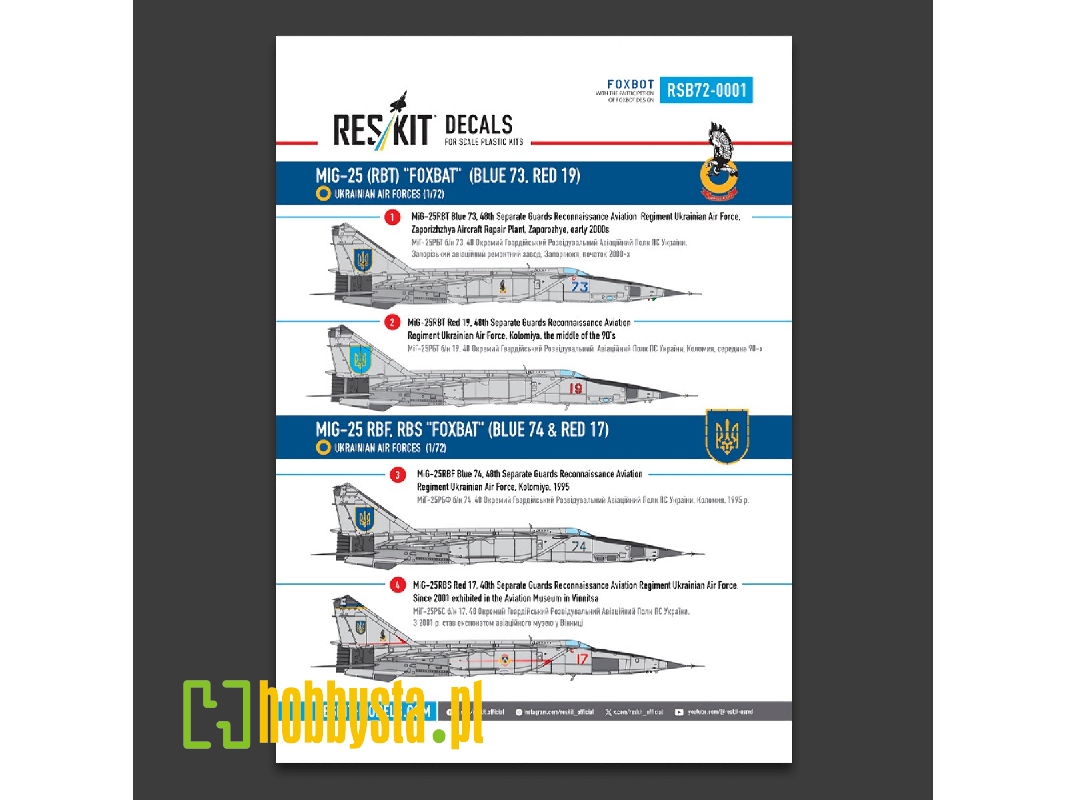 Mig-25 Rbt / Rbf And Rbs Foxbat - Ukrainian Air Forces (Decals With Stencils) - zdjęcie 1
