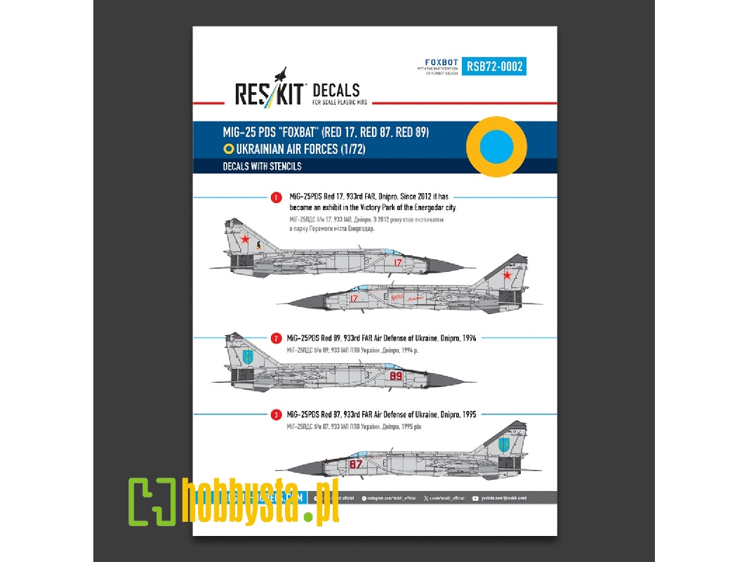 Mig-25 Pds Foxbat - Ukrainian Air Forces (Decals With Stencils) - zdjęcie 1