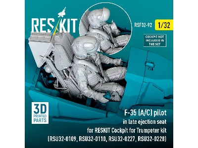 F-35 A/C - Pilot In Late Ejection Seat For Reskit Cockpit For Trumpeter Kit (3d-printed) - zdjęcie 1
