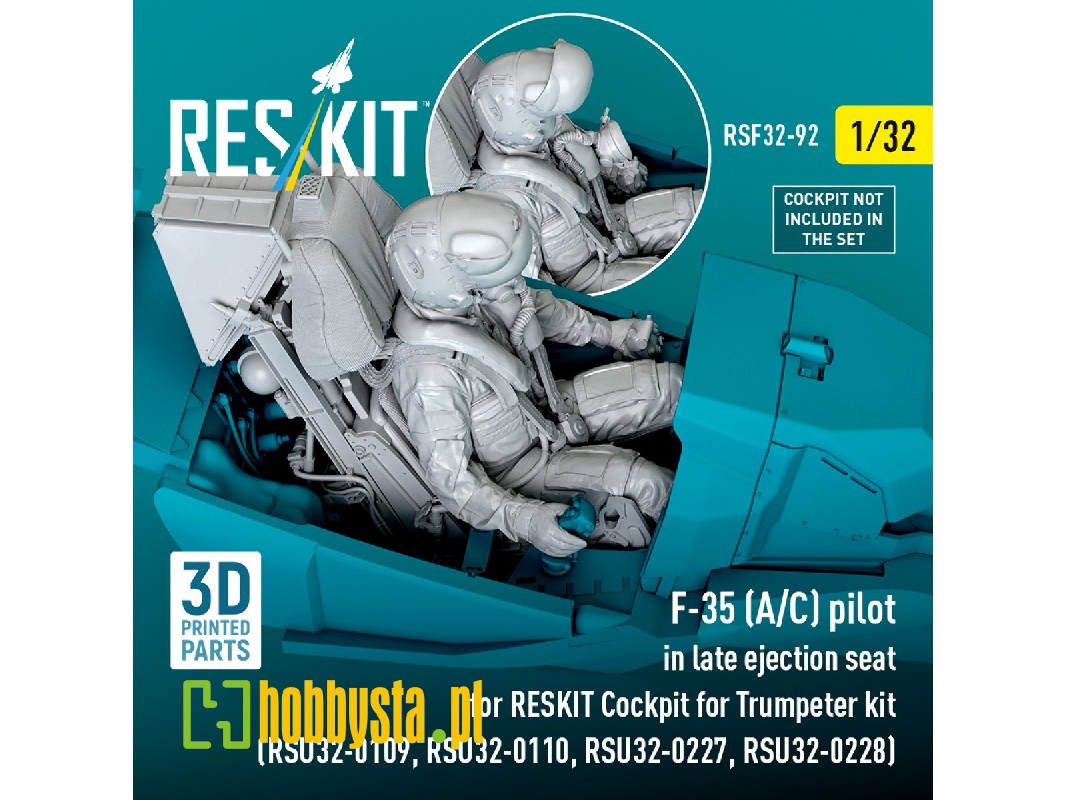 F-35 A/C - Pilot In Late Ejection Seat For Reskit Cockpit For Trumpeter Kit (3d-printed) - zdjęcie 1