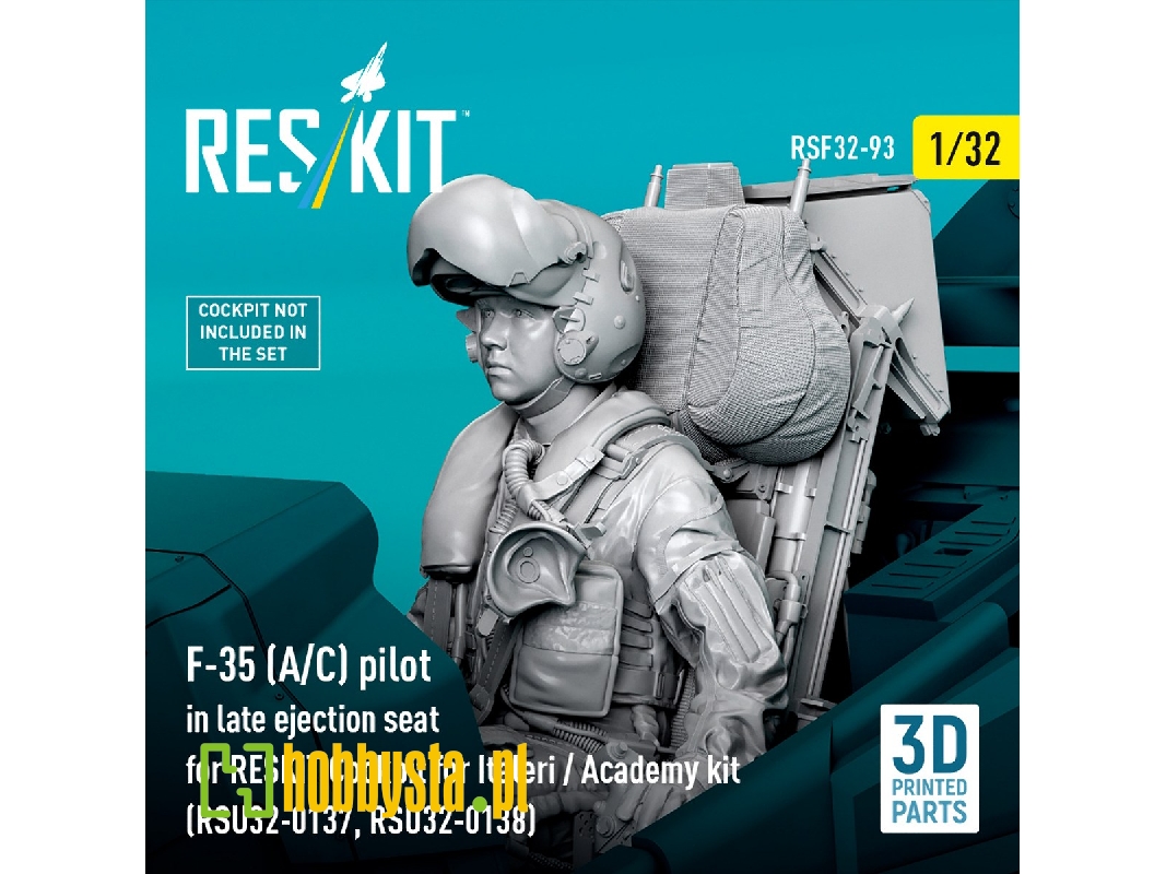 F-35 A/C - Pilot In Late Ejection Seat For Reskit Cockpit For Italeri And Academy Kits (3d-printed) - zdjęcie 1