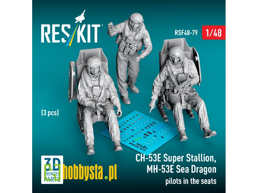 Ch-53e Super Stallion / Mh-53e Sea Dragon - Pilots In The Seats (3 Pcs / 3d Printed) - zdjęcie 1