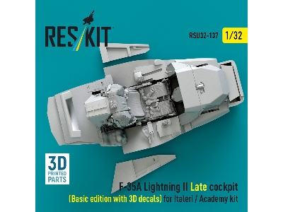 F-35 A Lightning Ii - Late Cockpit Basic Edition With 3d Decals (For Italeri And Academy Kits / 3d Printed) - zdjęcie 1