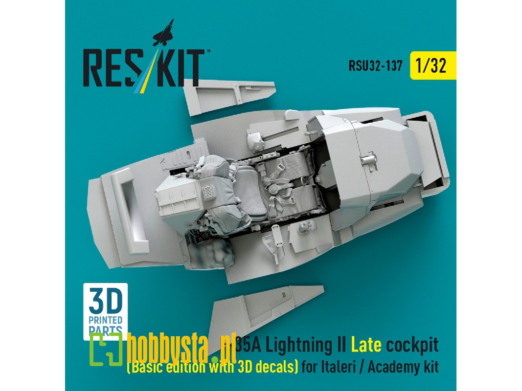 F-35 A Lightning Ii - Late Cockpit Basic Edition With 3d Decals (For Italeri And Academy Kits / 3d Printed) - zdjęcie 1