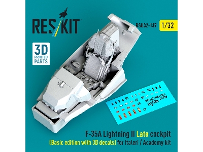 F-35 A Lightning Ii - Late Cockpit Basic Edition With 3d Decals (For Italeri And Academy Kits / 3d Printed) - zdjęcie 2