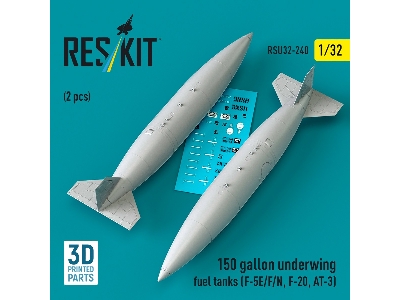 Northrop F-5 E / F / N / F-20 And At-3 - 150 Gallon Underwing Fuel Tanks (2 Pcs / 3d-printed) - zdjęcie 1