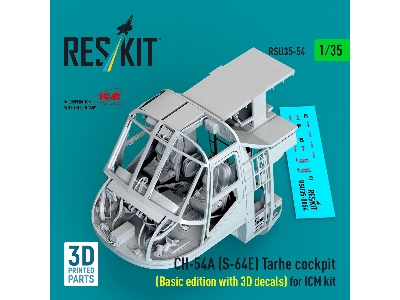 Ch-54a (S-64e) Tarhe - Cockpit Basic Edition  With 3d Decals For Icm Kits (3 Pcs / 3d-printed) - zdjęcie 1