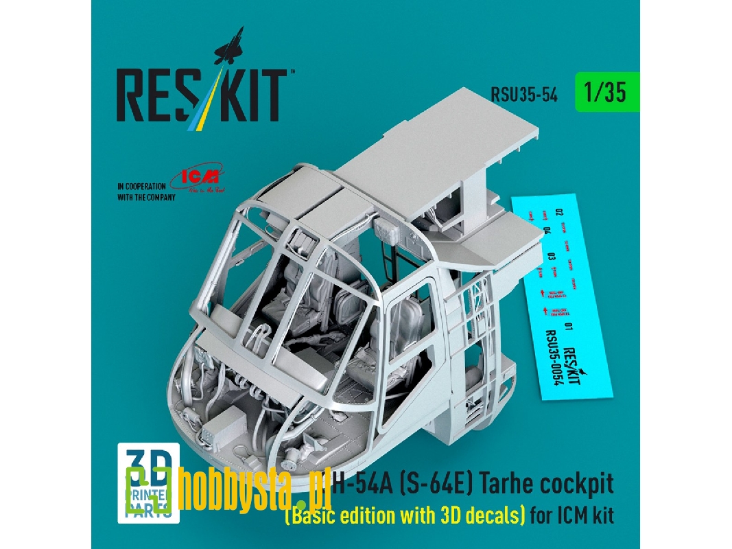 Ch-54a (S-64e) Tarhe - Cockpit Basic Edition  With 3d Decals For Icm Kits (3 Pcs / 3d-printed) - zdjęcie 1