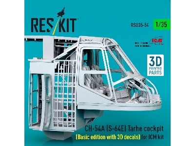 Ch-54a (S-64e) Tarhe - Cockpit Basic Edition  With 3d Decals For Icm Kits (3 Pcs / 3d-printed) - zdjęcie 2