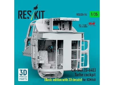 Ch-54a (S-64e) Tarhe - Cockpit Basic Edition  With 3d Decals For Icm Kits (3 Pcs / 3d-printed) - zdjęcie 3