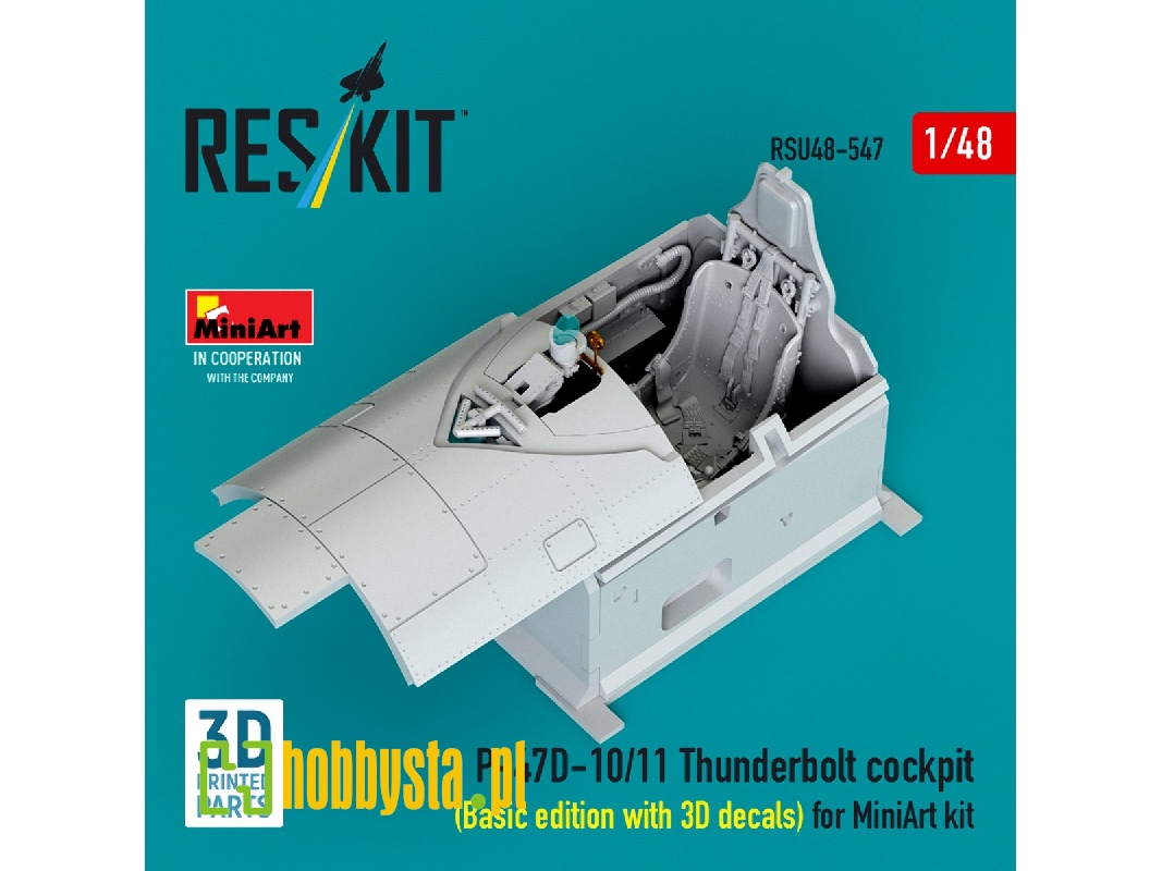 Republic P-47d-10/11 Thunderbolt - Cockpit Basic Detailed Edition With 3d Decals (3d-printed / For Miniart Kits) - zdjęcie 1