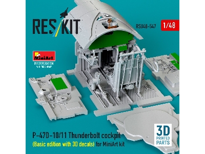 Republic P-47d-10/11 Thunderbolt - Cockpit Basic Detailed Edition With 3d Decals (3d-printed / For Miniart Kits) - zdjęcie 3