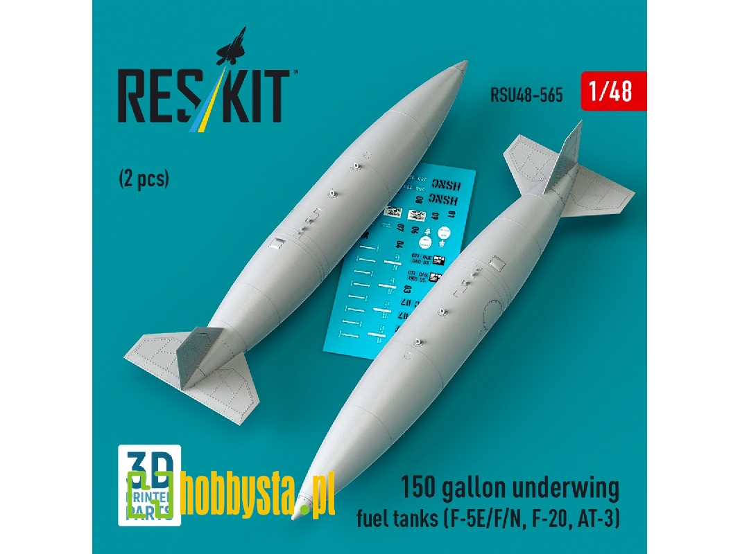 Northrop F-5 E / F / N / F-20 And At-3 - 150 Gallon Underwing Fuel Tanks (2 Pcs / 3d-printed) - zdjęcie 1