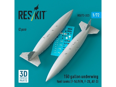 Northrop F-5 E / F / N / F-20 And At-3 - 150 Gallon Underwing Fuel Tanks (2 Pcs / 3d-printed) - zdjęcie 1