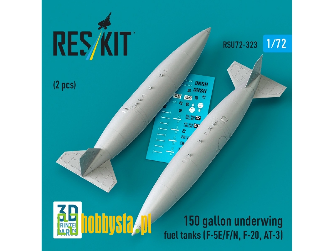 Northrop F-5 E / F / N / F-20 And At-3 - 150 Gallon Underwing Fuel Tanks (2 Pcs / 3d-printed) - zdjęcie 1