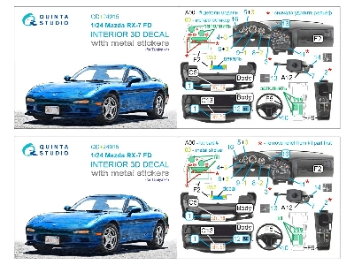 Mazda Rx-7 Fd - 3d-printed & Coloured Interior On Decal Paper With Metal Sticker Parts (For Tamiya Kits) - zdjęcie 2