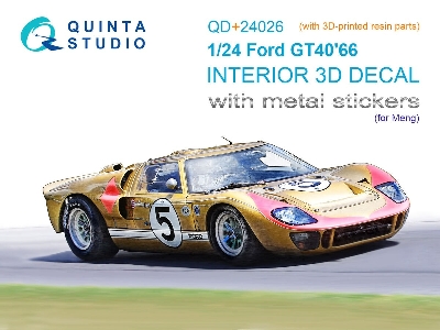 Ford Gt40 Mark Ii (1966) - 3d-printed & Coloured Interior With 3d-printed Resin Parts And Metal Stickers (For Meng Kits) - zdję