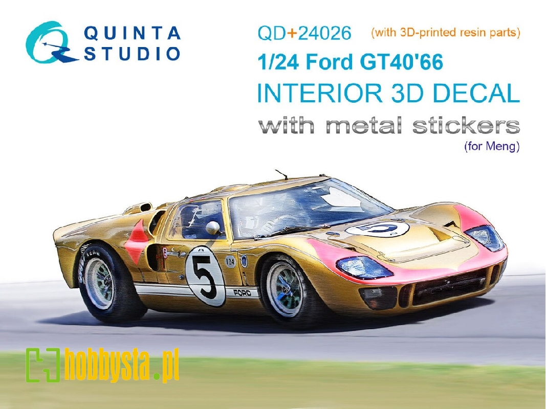 Ford Gt40 Mark Ii (1966) - 3d-printed & Coloured Interior With 3d-printed Resin Parts And Metal Stickers (For Meng Kits) - zdję