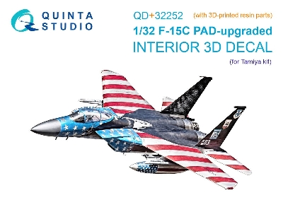 Mcdonnell Douglas F-15 C Pad-upgraded - 3d-printed & Coloured Interior On Decal Paper With 3d-printed Resin Parts (For Tamiya Ki