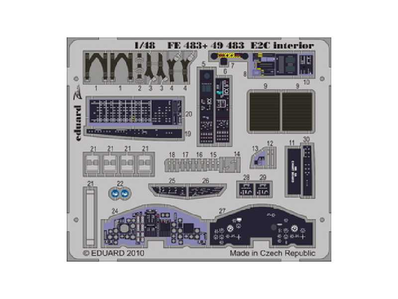  E-2C interior S. A. 1/48 - Kinetic - blaszki - zdjęcie 1