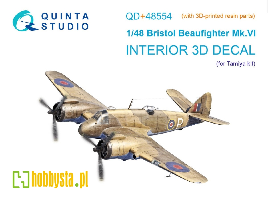 Bristol Beaufighter Mk.Vi - 3d-printed & Coloured Interior On Decal Paper With 3d-printed Resin Part (For Tamiya Kits) - zdjęci