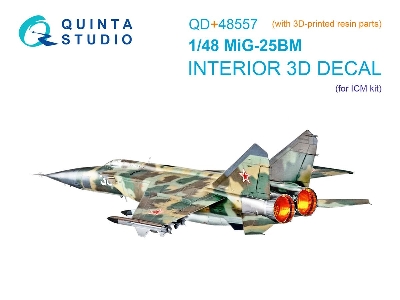 Mig-25 Bm - 3d-printed & Coloured Interior On Decal Paper With 3d-printed Resin Parts (For Icm Kits) - zdjęcie 1