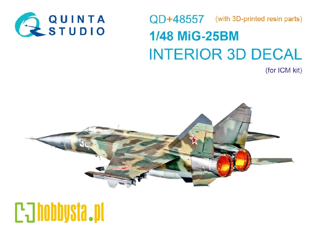 Mig-25 Bm - 3d-printed & Coloured Interior On Decal Paper With 3d-printed Resin Parts (For Icm Kits) - zdjęcie 1
