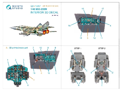 Mig-25 Bm - 3d-printed & Coloured Interior On Decal Paper With 3d-printed Resin Parts (For Icm Kits) - zdjęcie 2