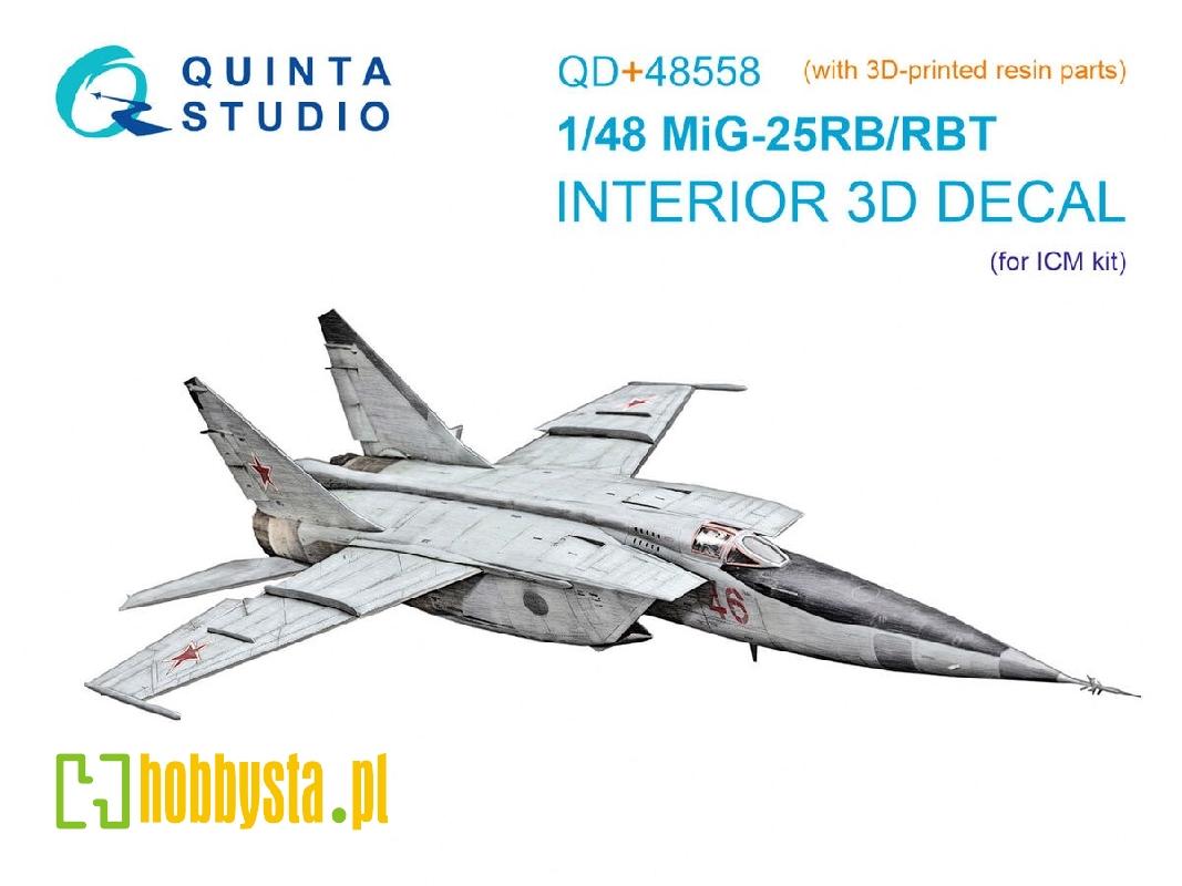 Mig-25 Rb / Rbt - 3d-printed & Coloured Interior On Decal Paper With 3d-printed Resin Parts (For Icm Kits) - zdjęcie 1