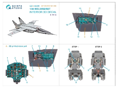 Mig-25 Rb / Rbt - 3d-printed & Coloured Interior On Decal Paper With 3d-printed Resin Parts (For Icm Kits) - zdjęcie 2