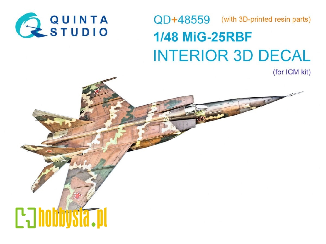 Mig-25 Rbf - 3d-printed & Coloured Interior On Decal Paper With 3d-printed Resin Parts (For Icm Kits) - zdjęcie 1