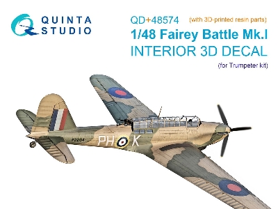 Fairey Battle Mk.I - 3d-printed & Coloured Interior On Decal Paper With 3d-printed Resin Parts (For Trumpeter Kits) - zdjęcie 1